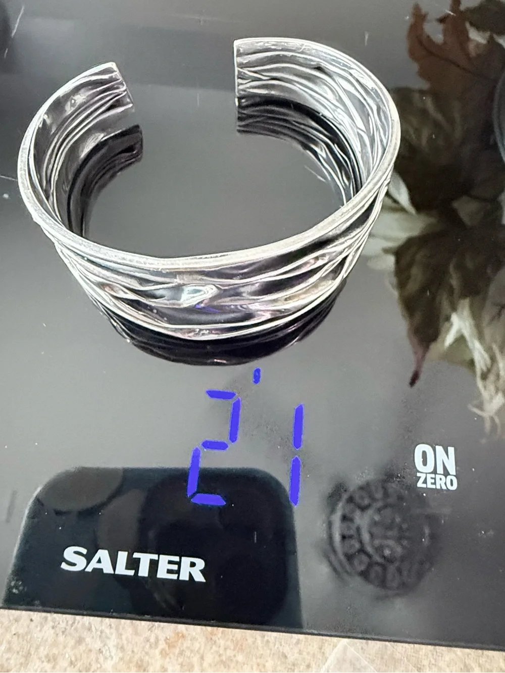 925 Sterling Silver Textured Wave Cuff Bracelet